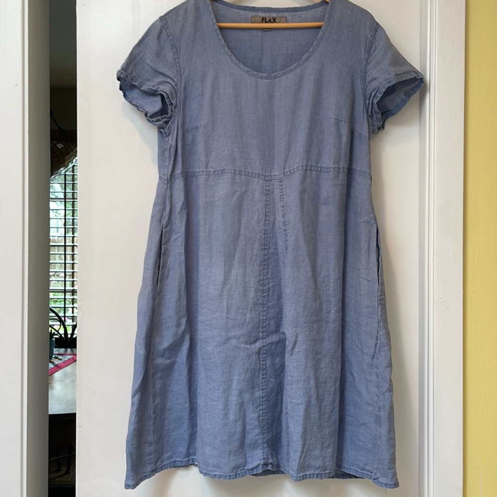 Flax Linen Cap Sleeve Midi Dress